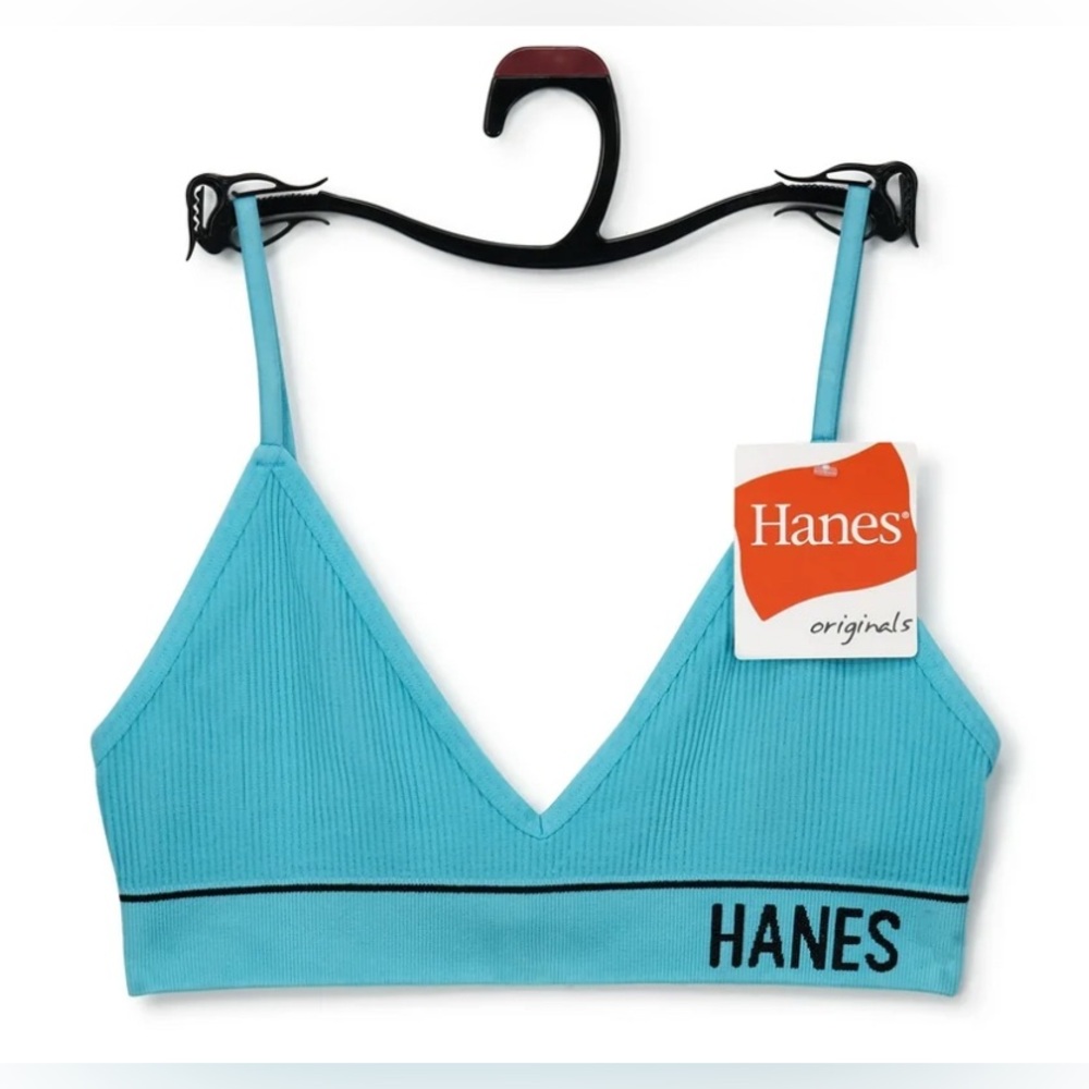 Hanes Originals Seamless Ribbed Triangle Bralette Full Coverage Wireless NWT